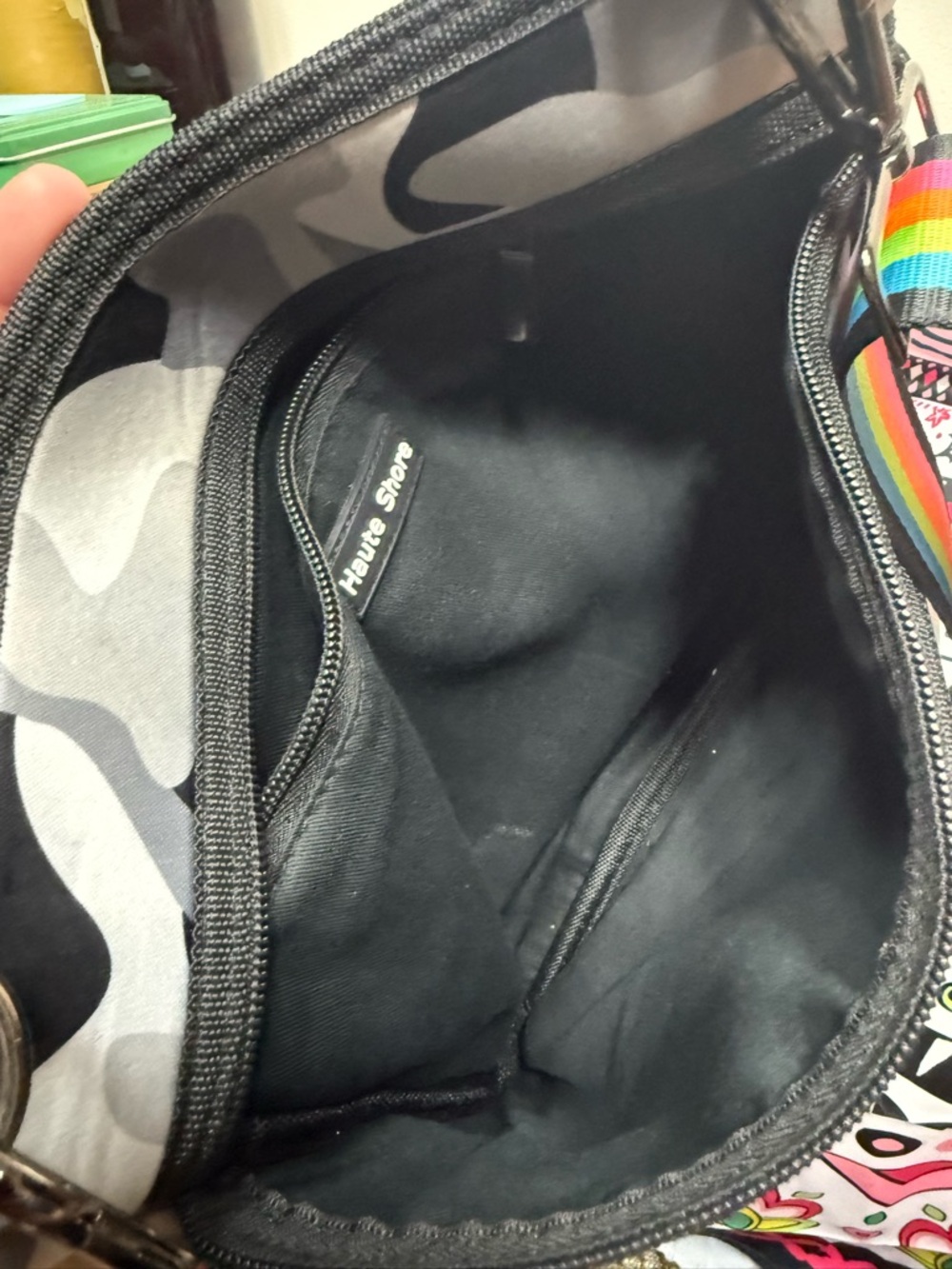 HAUTE SHORE Grey Camo Crossbody with Rainbow Strap - Picture 4 of 10